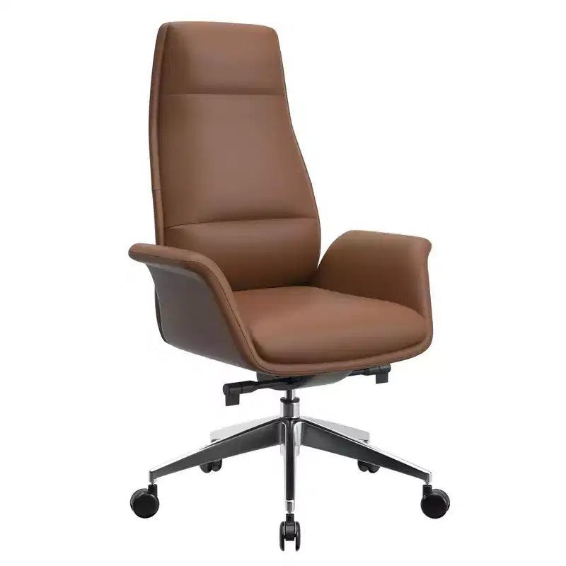 Sedia da ufficio Summit High-Back in pelle vegana con telaio in alluminio, girevole e inclinabile, sedia ergonomica regolabile da scrivania per ufficio domestico