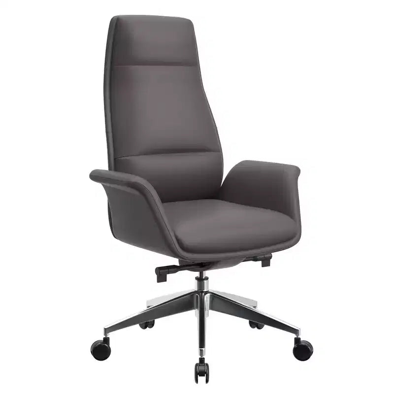 Sedia da ufficio Summit High-Back in pelle vegana con telaio in alluminio, girevole e inclinabile, sedia ergonomica regolabile da scrivania per ufficio domestico