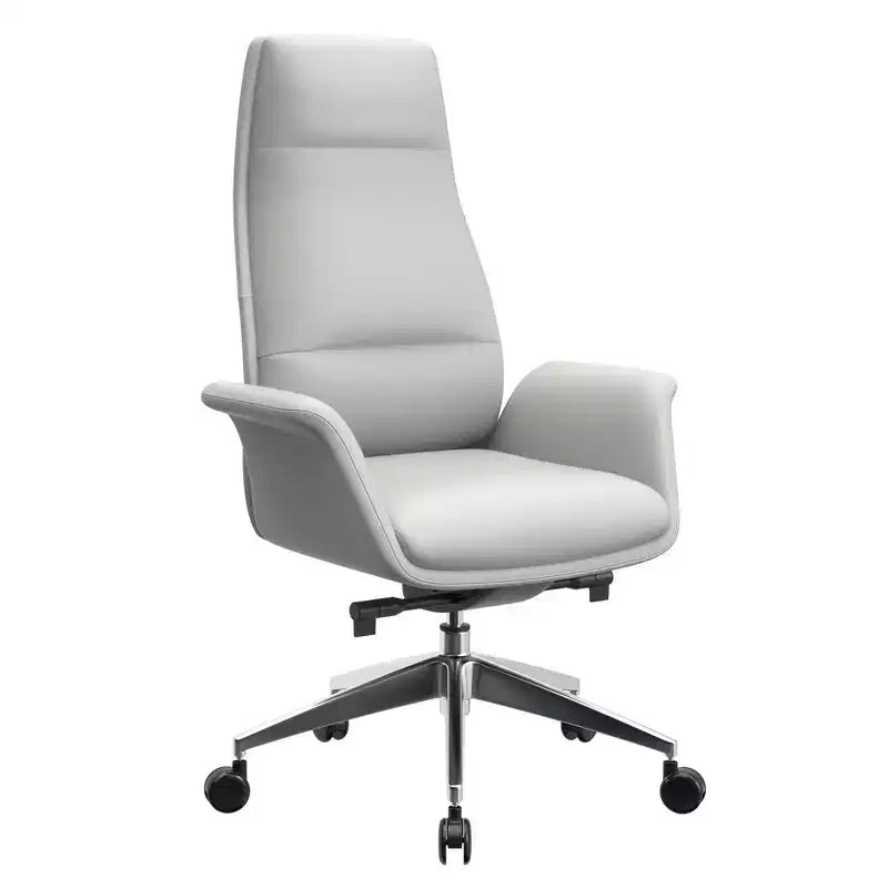 Sedia da ufficio Summit High-Back in pelle vegana con telaio in alluminio, girevole e inclinabile, sedia ergonomica regolabile da scrivania per ufficio domestico