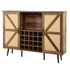 Mobile contenitore rustico in legno e simil-rattan, 38,2A, con scomparti quadrati, ripiani, 2 ante e scaffali rimovibili, 4Q