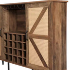 Mobile contenitore rustico in legno e simil-rattan, 38,2A, con scomparti quadrati, ripiani, 2 ante e scaffali rimovibili, 4Q