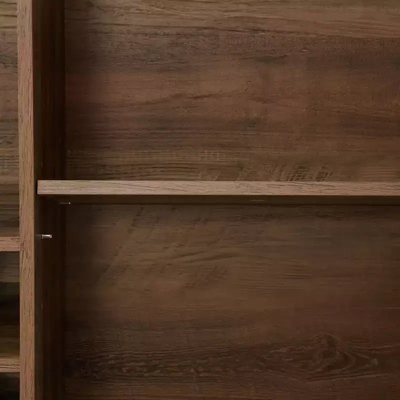 Mobile contenitore rustico in legno e simil-rattan, 38,2A, con scomparti quadrati, ripiani, 2 ante e scaffali rimovibili, 4Q