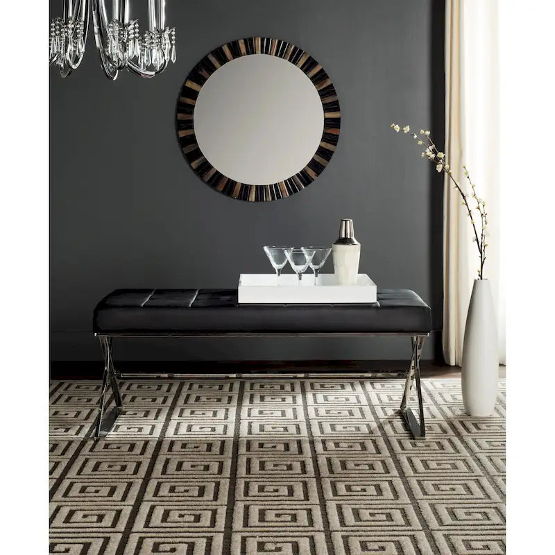 Panca trapuntata moderna Glam Lorayne Safavieh grigia - 43Wx18Dx18H