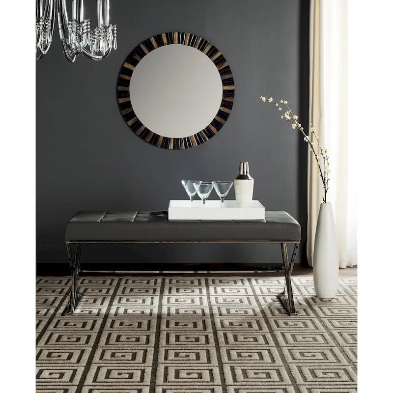 Panca trapuntata moderna Glam Lorayne Safavieh grigia - 43Wx18Dx18H