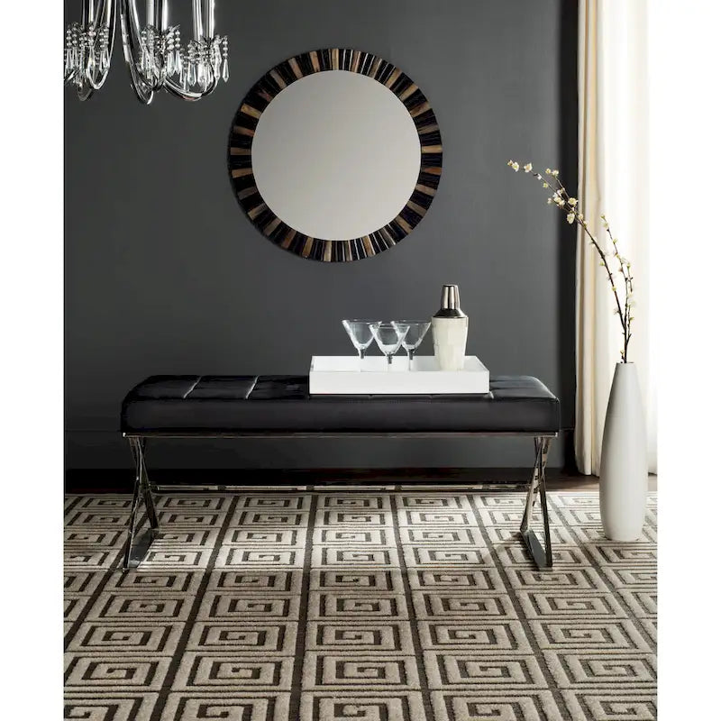 Panca trapuntata moderna Glam Lorayne Safavieh grigia - 43Wx18Dx18H