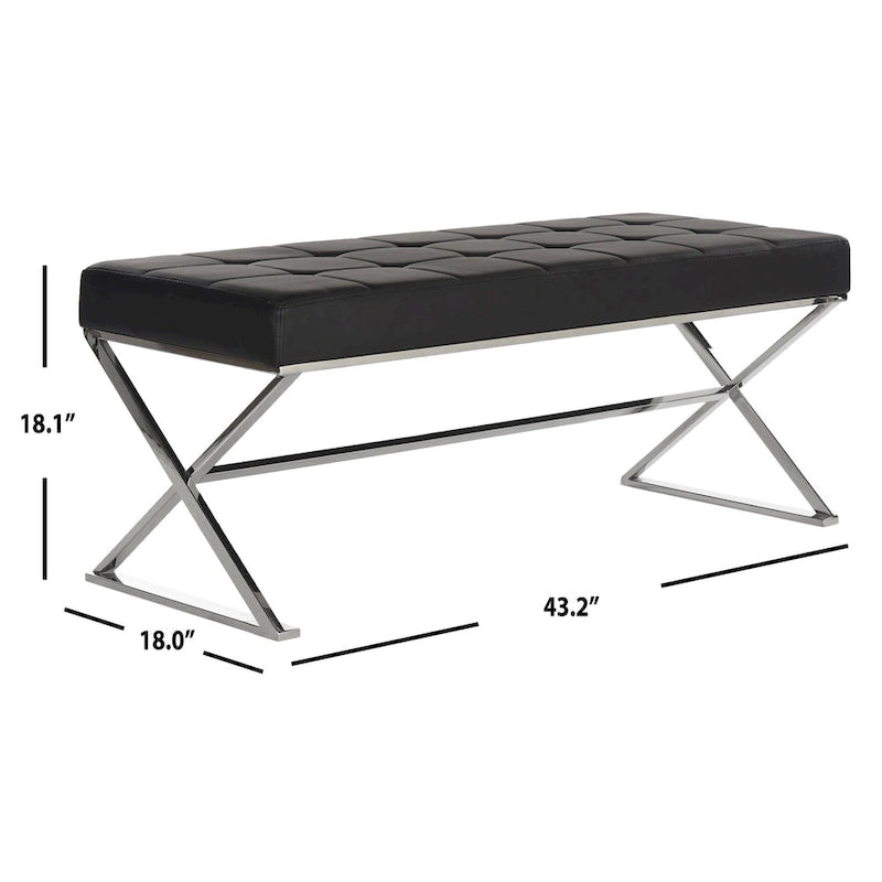 Panca trapuntata moderna Glam Lorayne Safavieh grigia - 43Wx18Dx18H
