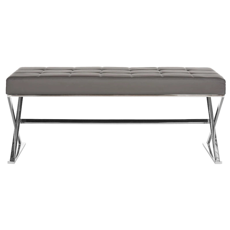 Panca trapuntata moderna Glam Lorayne Safavieh grigia - 43Wx18Dx18H