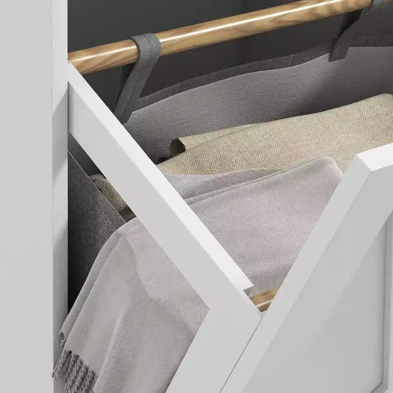Mobile da bagno con cesto portabiancheria inclinabile e 2 cassetti, con 2 cesti rimovibili
