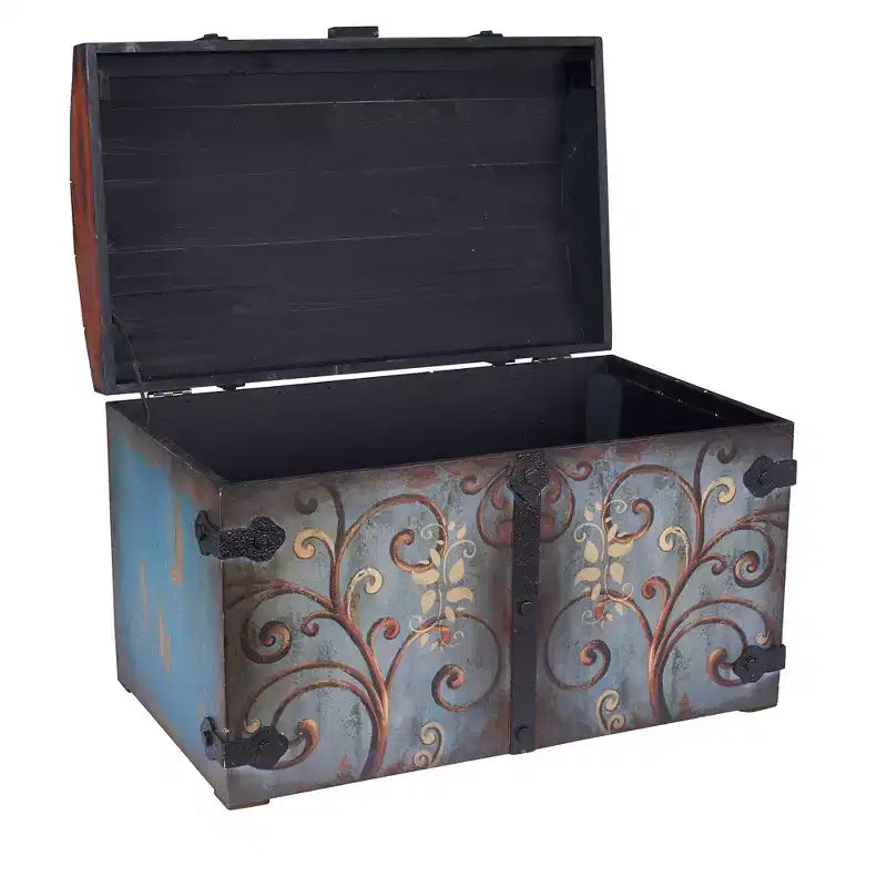 Baule Decorativo Vintage, Grande, Sandalo e Blu Vintage