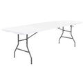 Peakform Multipurpose Banquet Fold-In-Half Table Lightweight Durable Desk with Secure Base for Indoor and Outdoor Events, 8 Foot, White