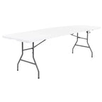 Peakform Multipurpose Banquet Fold-In-Half Table Lightweight Durable Desk with Secure Base for Indoor and Outdoor Events, 8 Foot, White