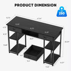 JIONJOY 48 Inch Writing Desk Small Space Desk Study Table 3 Drawers